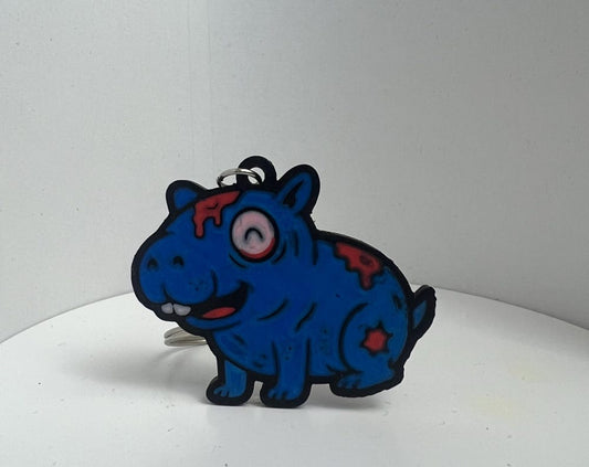 3D Printed Zombie Capybara Keychain – Halloween Horror Animal Figure – Handmade Unique